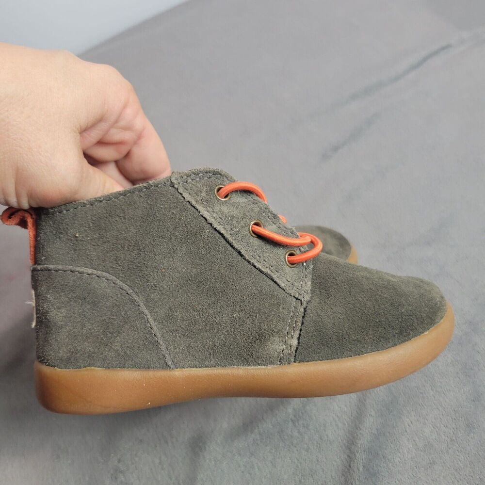 UGG Kids Gray Suede Sneakers with Orange Accents